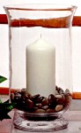 Glass Vase / Hurricane with Candle and River Rocks