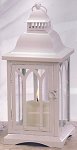 Antique White Metal and Glass Candle Lantern