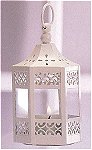 White Metal Hexagon Candle Lantern