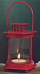 Antique Red Metal Mission Style Candle Lantern