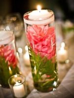 Glass Cylinder with live flower under water