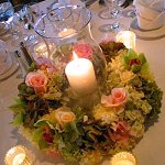 Glass Hurricane Centerpiece with Pillar Candle
