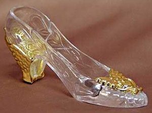 Cinderella Slipper Placecard Holder - Gold trim