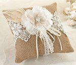 Burlap & Lace Ring Pillow