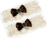 Brown On Cream Flower Garters