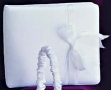 guestbook, satin and organza