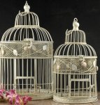 Decorative Metal Bird Cages - Round, pastel vine design