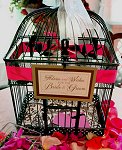 Black & Gold Metal Birdcages with Leaf Design