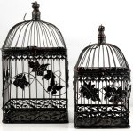 Black Metal Birdcages with Maple Leaf Design