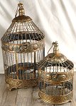 Brass Patina Birdcage with floral design