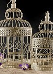 Antique Cream Metal Birdcages - Round
