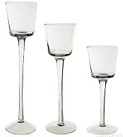 3 Piece Stemmed Glass Candle Holders