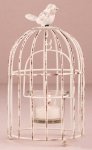 White & Pearl Metal Birdcage Candle Holder