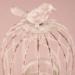 White & Pearl Metal Birdcage Candle Holder