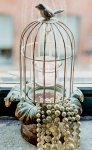 White & Pearl Metal Birdcage Candle Holder