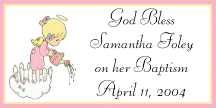Baptismal personalized favor tag