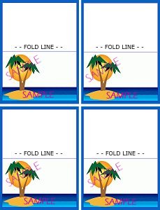 Beach Scene Folded Favor Tags