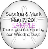 Personalized Sand Dollar Favor Tag - Teen Light font