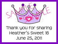 Personalized Princess Crown Favor Tag - Large Long