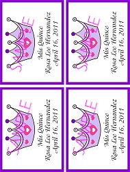 Sheet of 4 - Personalized Princess Crown Favor Tags