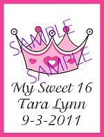 Princess Crown Favor Tag - Pink - Large Tall