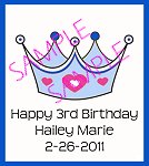 Princess Crown Favor Tag - Blue - Small