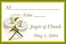 Calla Lily personalized placecard